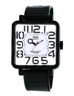 큐앤큐 VR06J-002Y 아날로그 남녀공용 학생 패션 시계 비비드칼라 사각시계